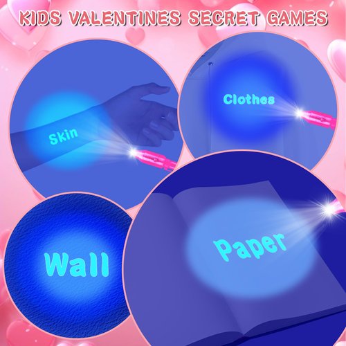 FLYSNK 24 Pack Valentines Day Gifts for Kids Classroom Invisible Ink Spy Pen with Animal Themed Cards Party Favors for School Exchange & Prizes for Boys Girls