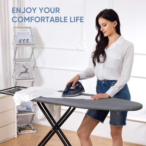 Jakeefud Full Size Ironing Board - 47" X 15" with Heat Resistant Cover & Adjustable Height