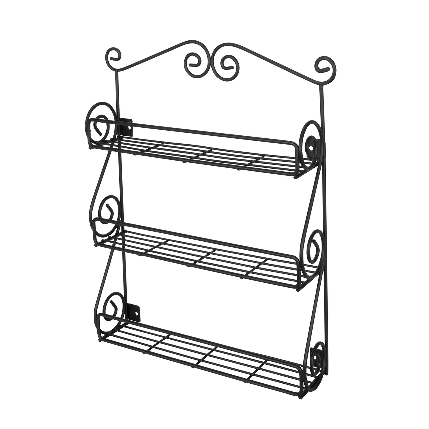 Spectrum Diversified Scroll Wall-Mounted Traditional Spice Rack Organizer for Cabinet & Kitchen, 3-Tier, Beauty & Nail Polish, 43710