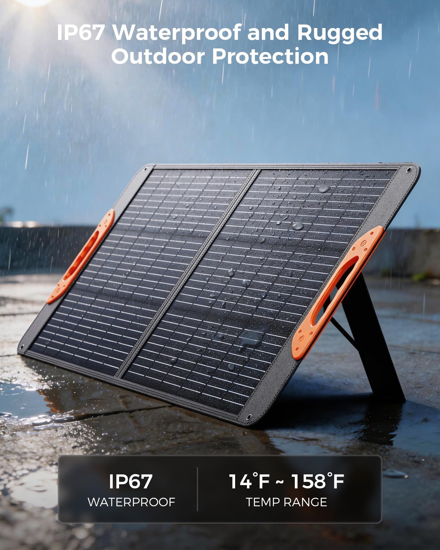 ZOUPW 100W Portable Solar Panel with 5-in-1 Cable,23.5% Efficiency Mono Foldable Solar Charger for Jackery 300/Ecoflow River/Anker/Bluetti,IP67 Waterproof for Camping RV Off-Grid Emergency Power