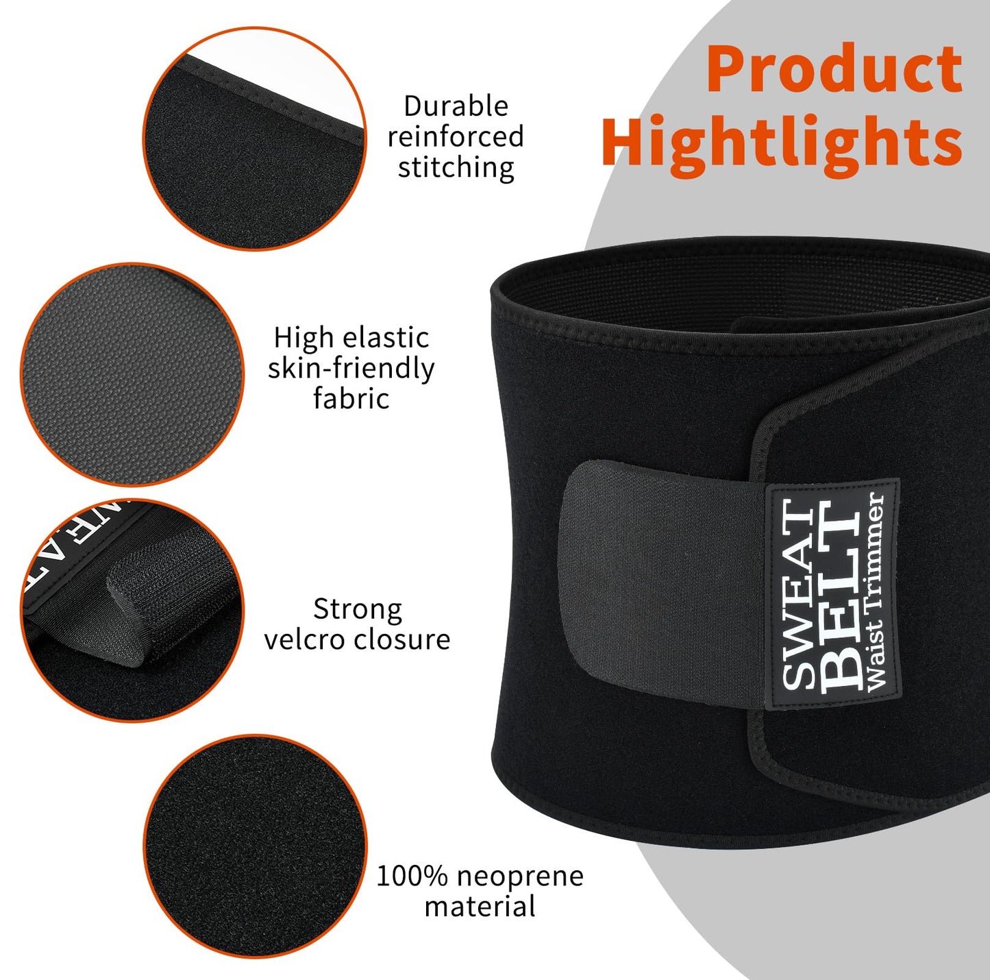 AMZBOSS Waist Trainer for Women & Men, Waist Sweat Band, Belly Band Sweat Belt, Stomach Wrap, Body Shaper Belt (Black, Medium)