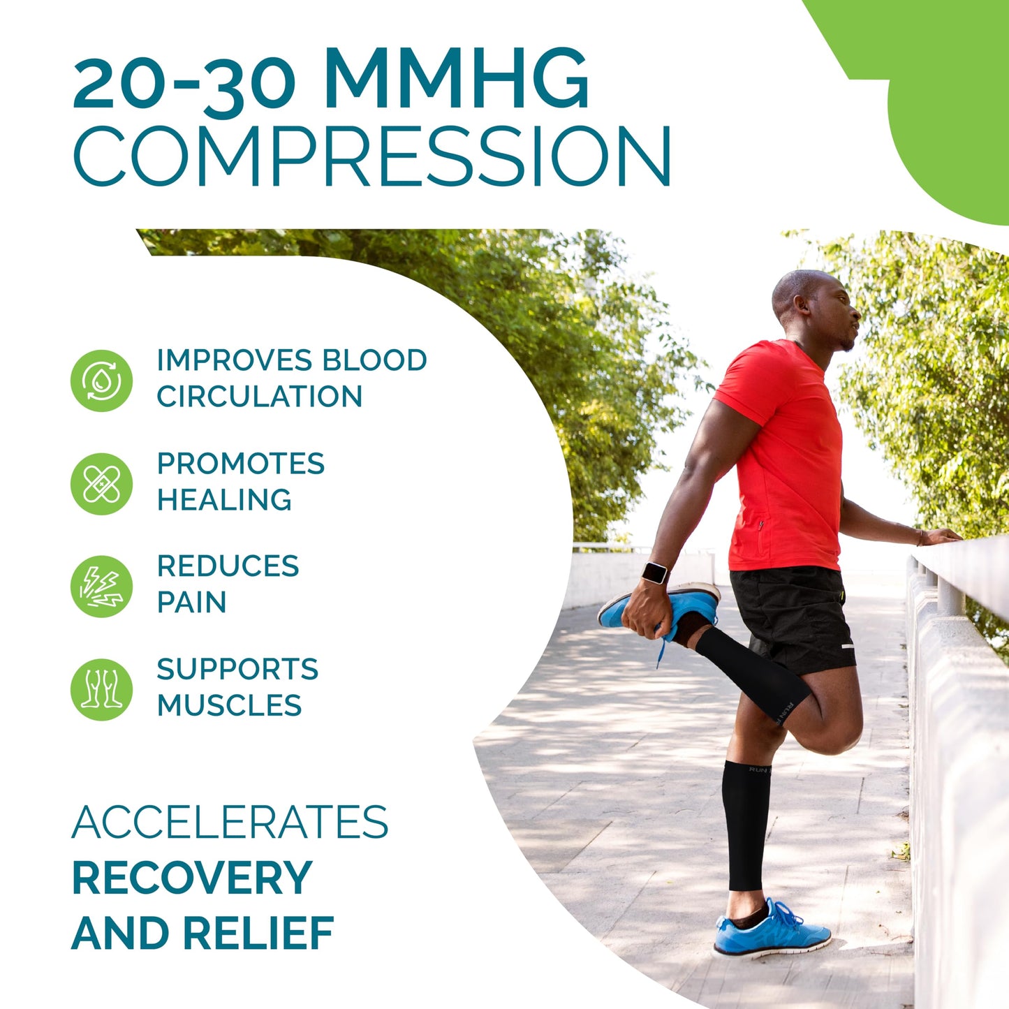 Run Forever Calf Compression Sleeves for Men and Women - Footless Compression Socks for Runners, Shin Splints, Varicose Vein & Calf Pain Relief - Leg Brace for Running, Cycling, Travel - 2XL, Black
