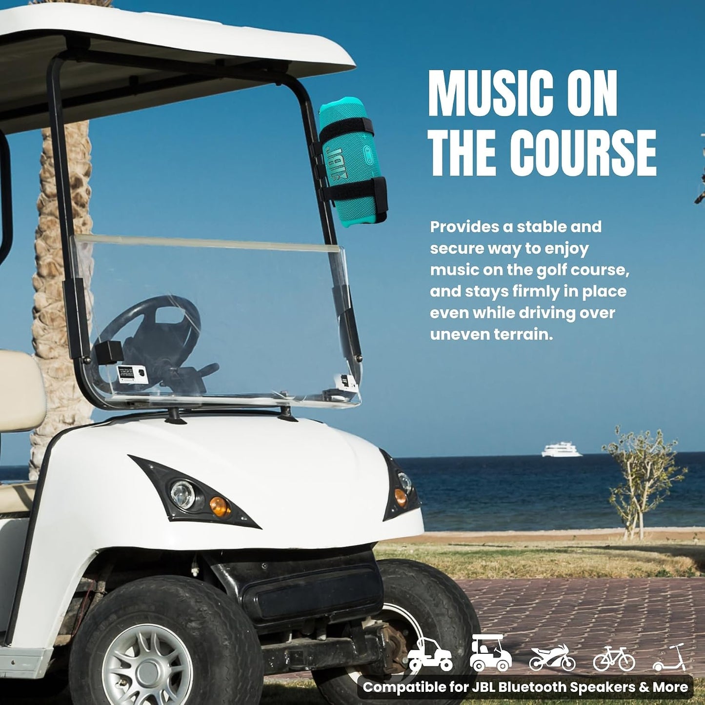 Wittolins 4/5/6 4/5/6 Golf Cart Portable Speaker Mount - Heavy Duty Bluetooth Speakers Mount Strap for Flip & Charge