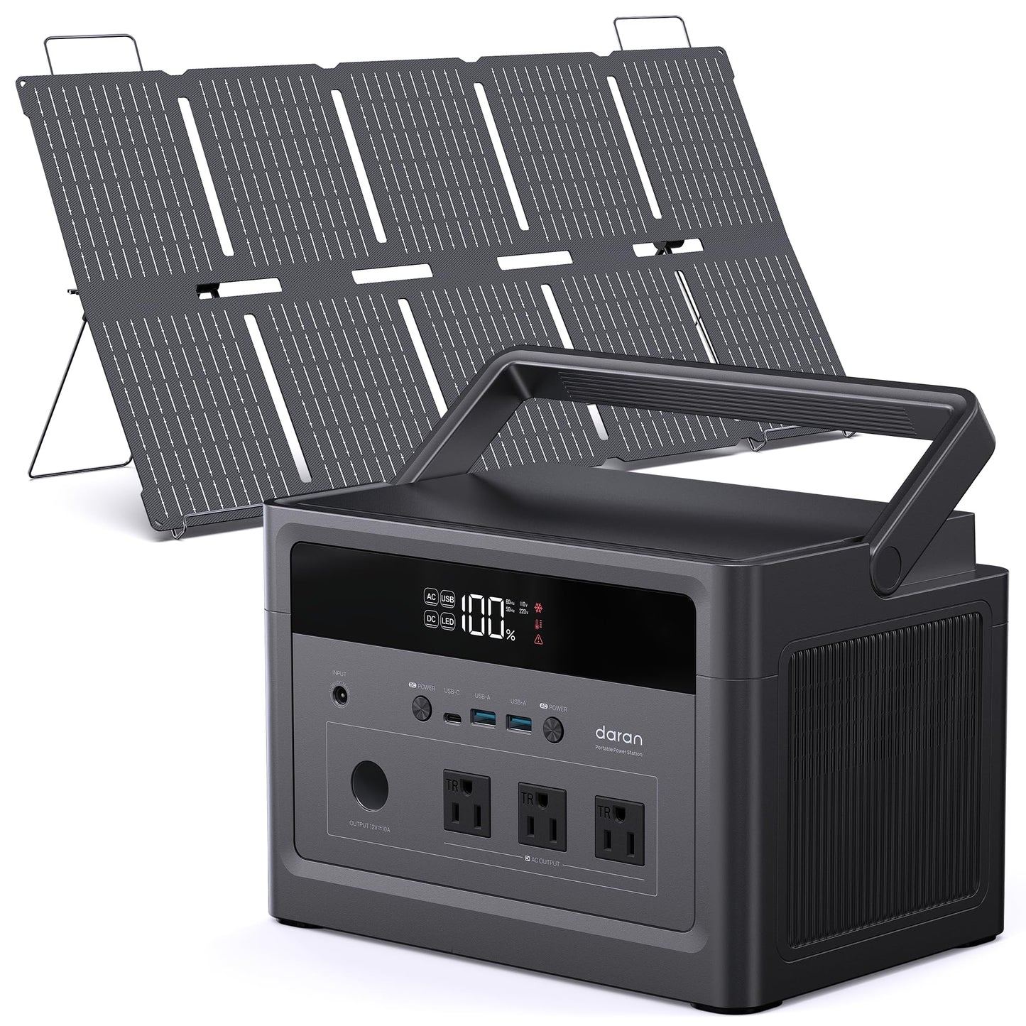DaranEner Portable Power Station with 100W Solar Panel, 600W Solar Generator (1200W Peak), 576Wh LiFePO4 Battery Backup for Home, CPAP, RV Camping & Off-Grid Power