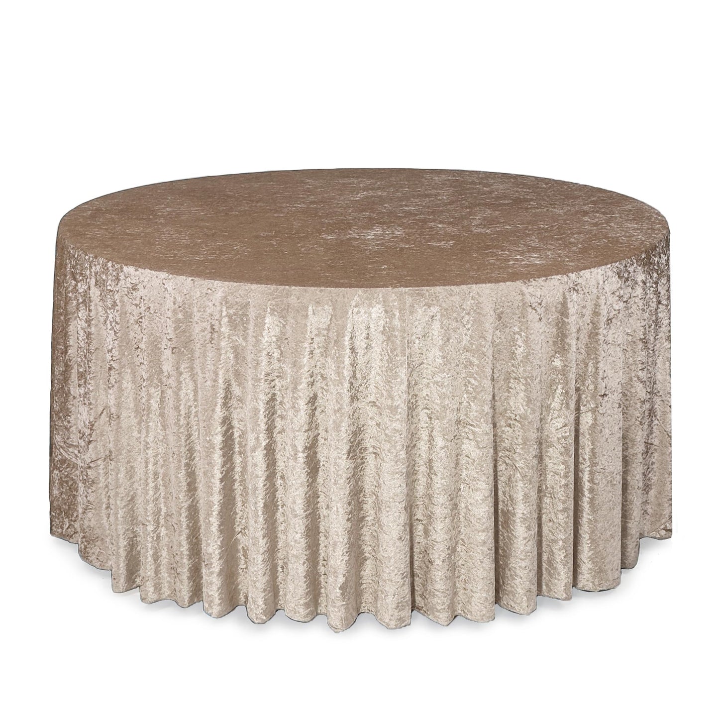 YOUR CHAIR COVERS - 120 Inch Round Crushed Velvet Tablecloth for 5 ft. Round Tables - Champagne