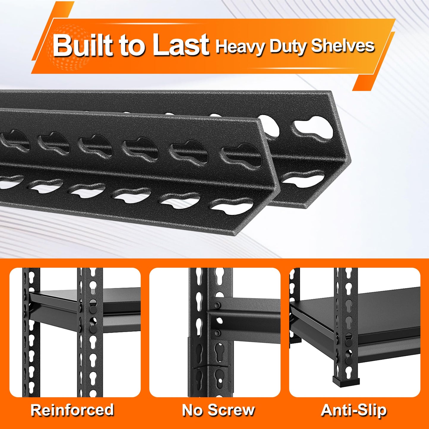 Huhaneon Metal Garage Shelving for Storage - 48'' W 1,410 Lbs Heavy Duty 3 Tier Utility Shelves Freestanding - Adjustable Rack Units for Basement Pantry Kitchen - 48" W x 16" D x 39" H Black