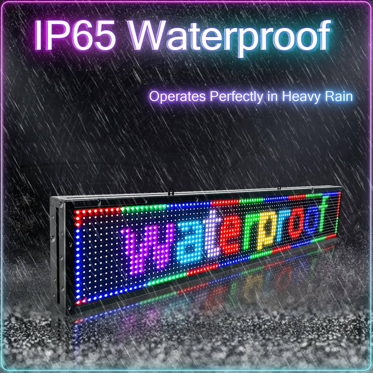 HIJH SAIL Outdoor Programmable Led Sign Waterproof Scrolling Digital Business Advertising Display Screen Custom Electronic Message Board Brightness App Control(39"X8")