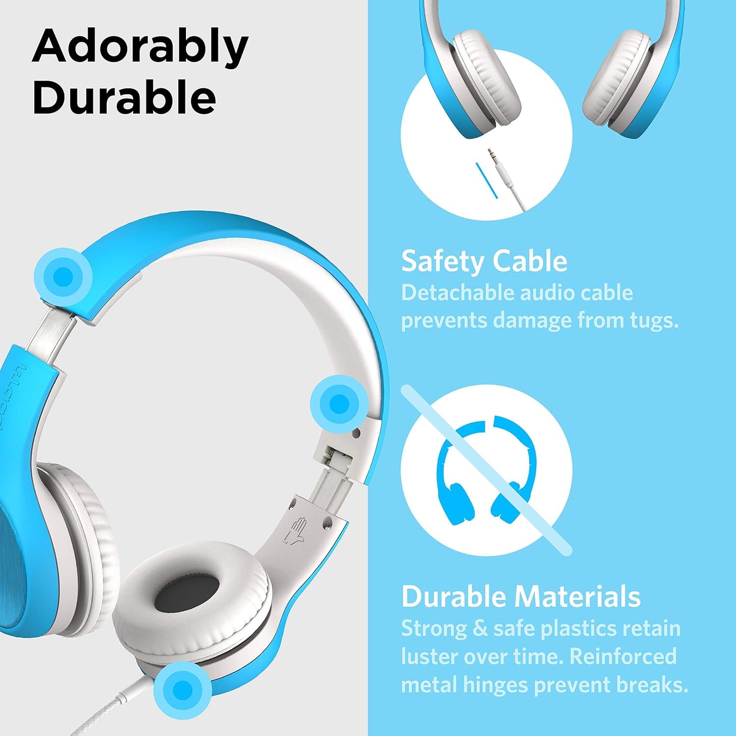 LilGadgets Connect+ Style On-Ear Kids Headphones with Microphone - SharePort Technology, SoftTouch Padding, Detachable