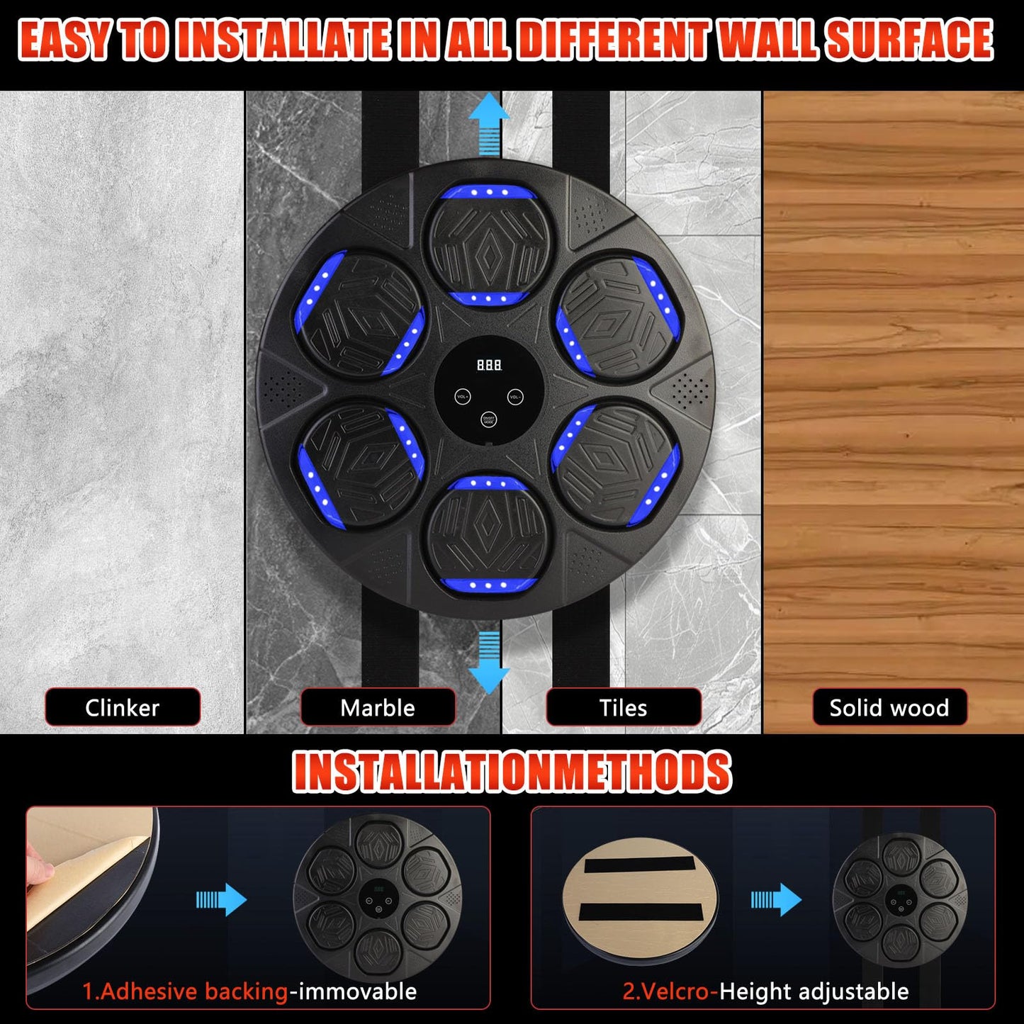 Stomonster Music Boxing Machine, Smart Bluetooth Boxing Equipmen with Gloves, Boxing Machine Wall Mounted Music for Kids Adult, Boxing Target Workout Equipment for Home, Office, Gym (Black)