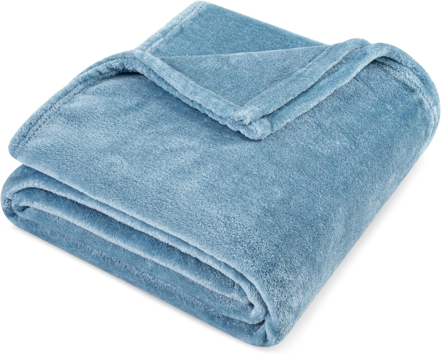 PAVILIA Dusty Blue Fleece Throw Blanket - Super Soft Flannel for Couch & Sofa | Cozy 50x60 Velvet Gift Blanket