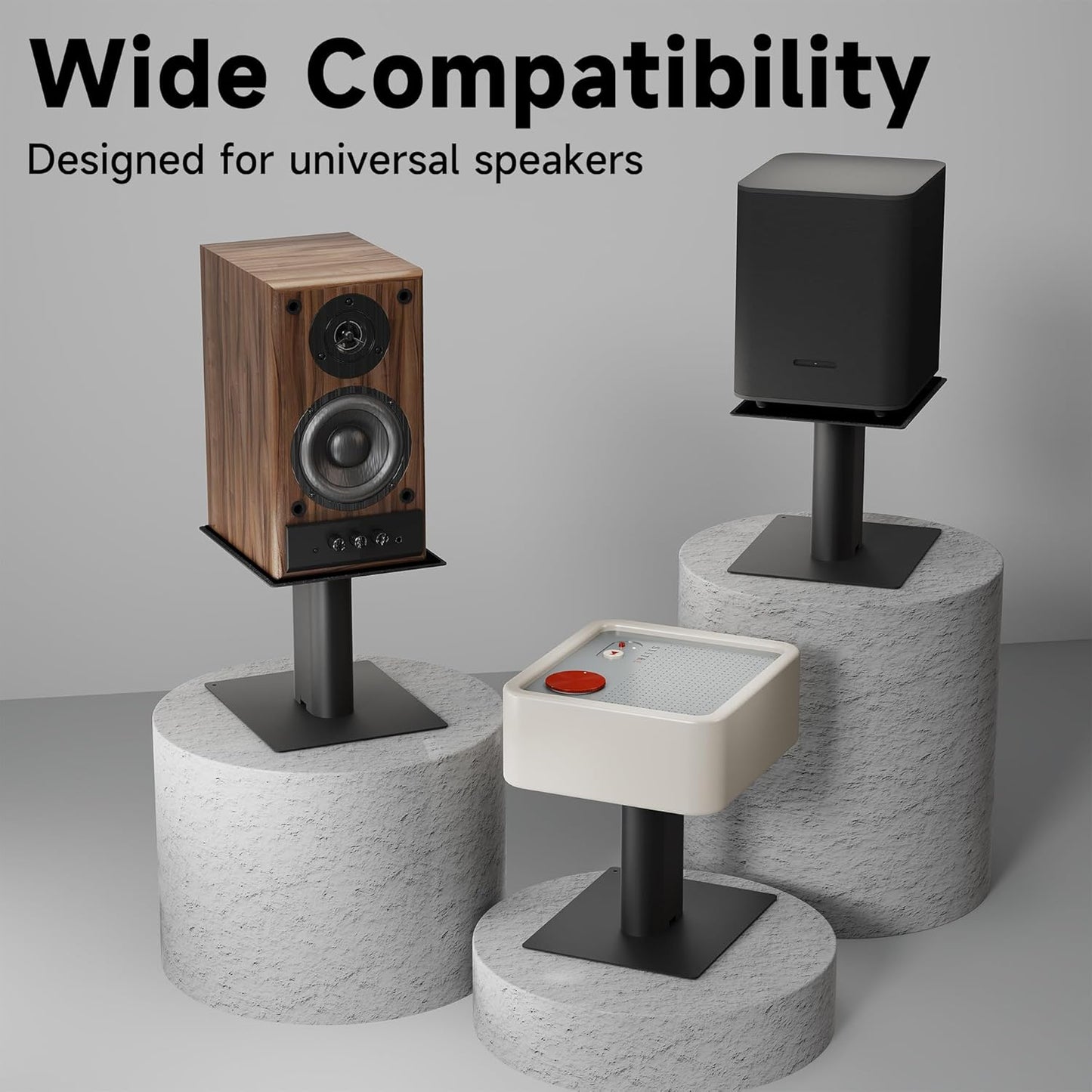 suptek 7.9 6.5" 6.1" SDM003MB x Universal Desktop Speaker Stands Pair for Bookshelf & Desktop Speakers Tall Sturdy Base