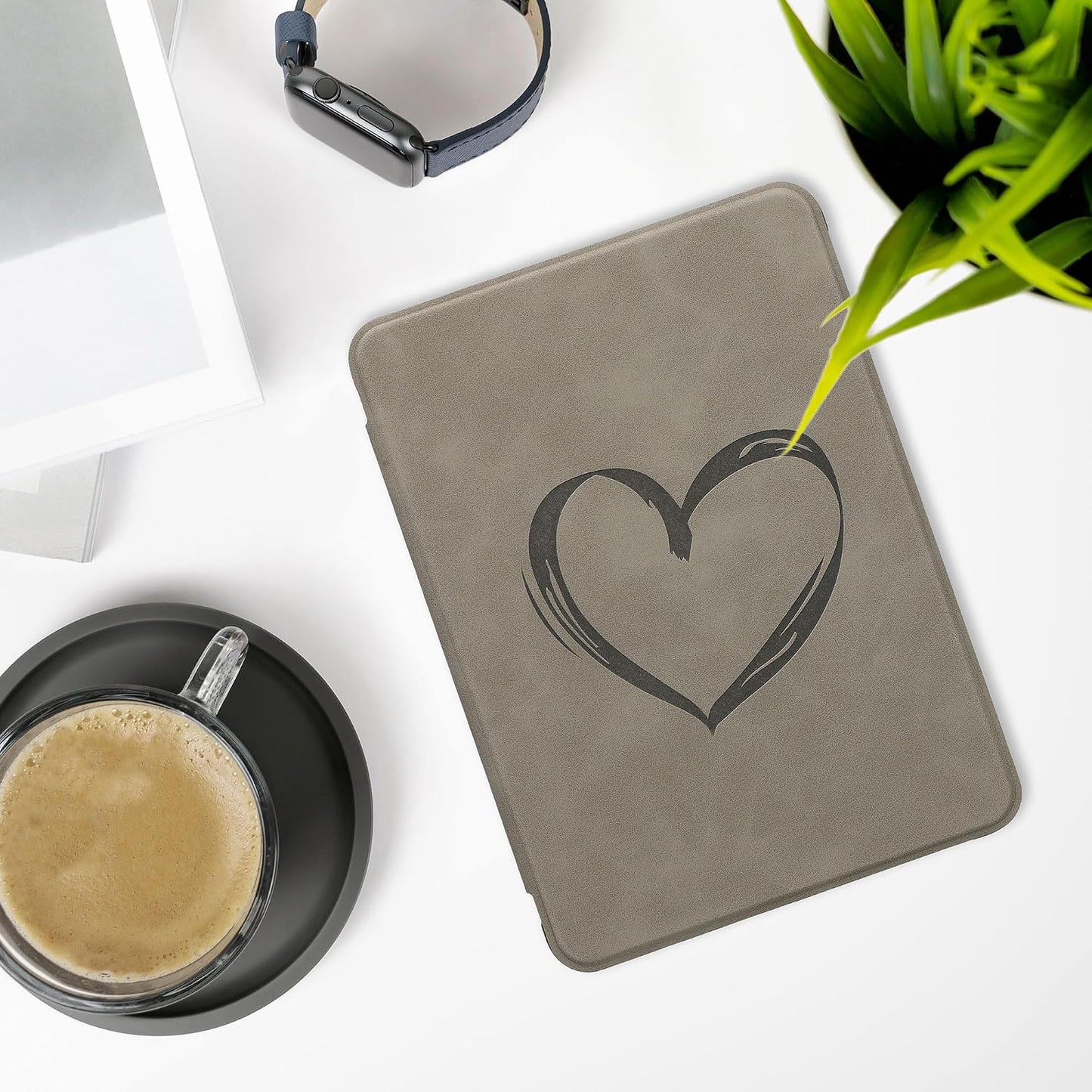 kwmobile (2024)/Colorsoft Cover Compatible with Amazon Kindle Paperwhite Cover - eReader Case - Brushed Heart Grey