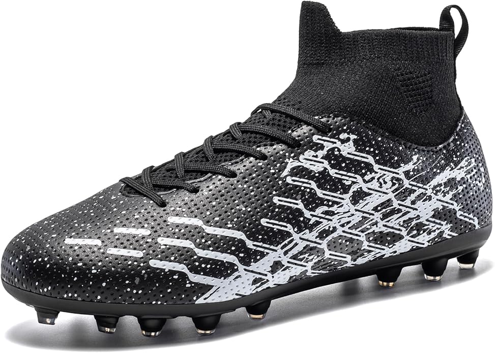 Unisex Soccer Cleats Lightweight No-Tie Lacing System Multi-Surface Football Shoes with Ankle Support for Beginners to Advanced Players