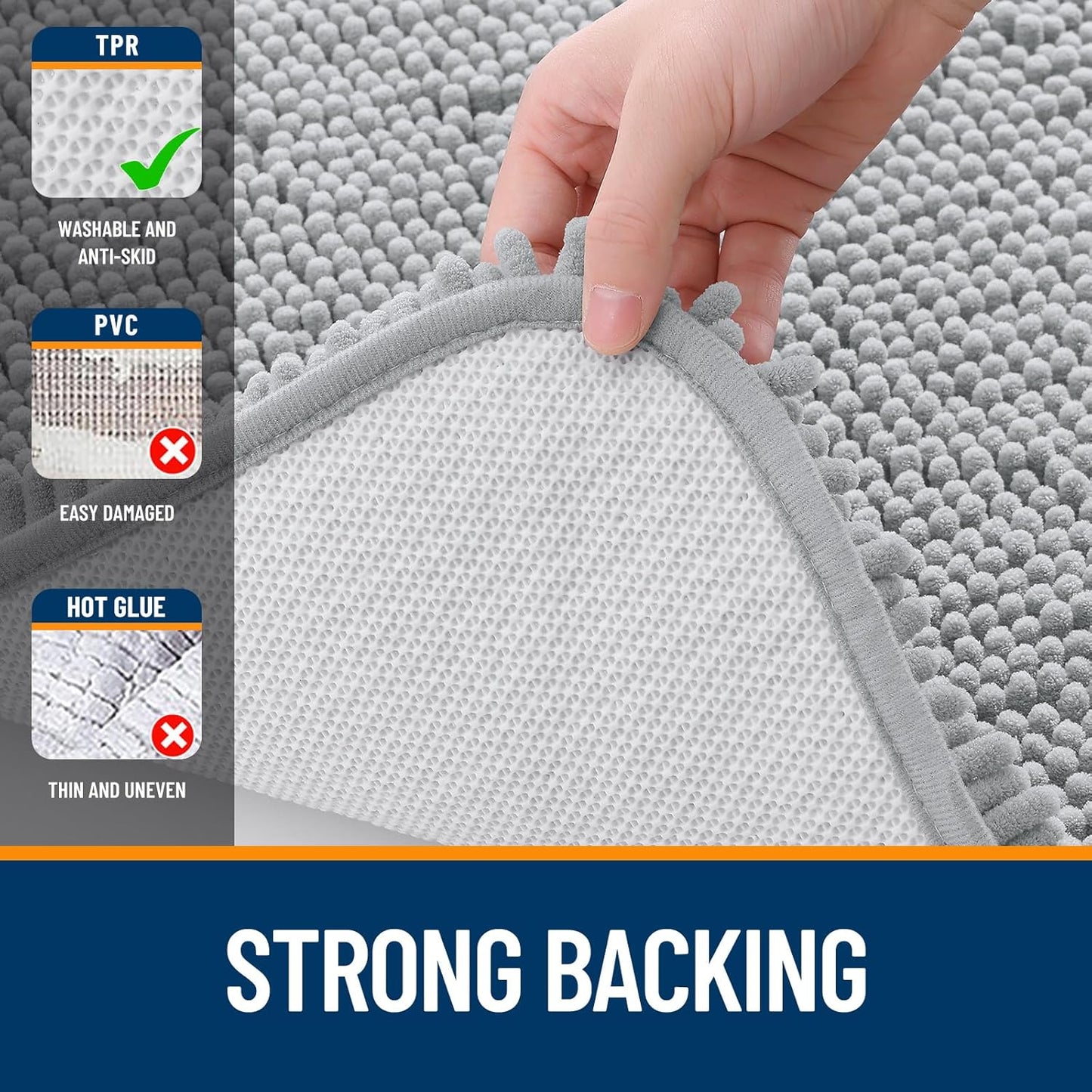 OLANLY Bathroom Rugs - Extra Soft Chenille Bath Mats | Quick Dry & Machine Washable, 36x24, Light Grey