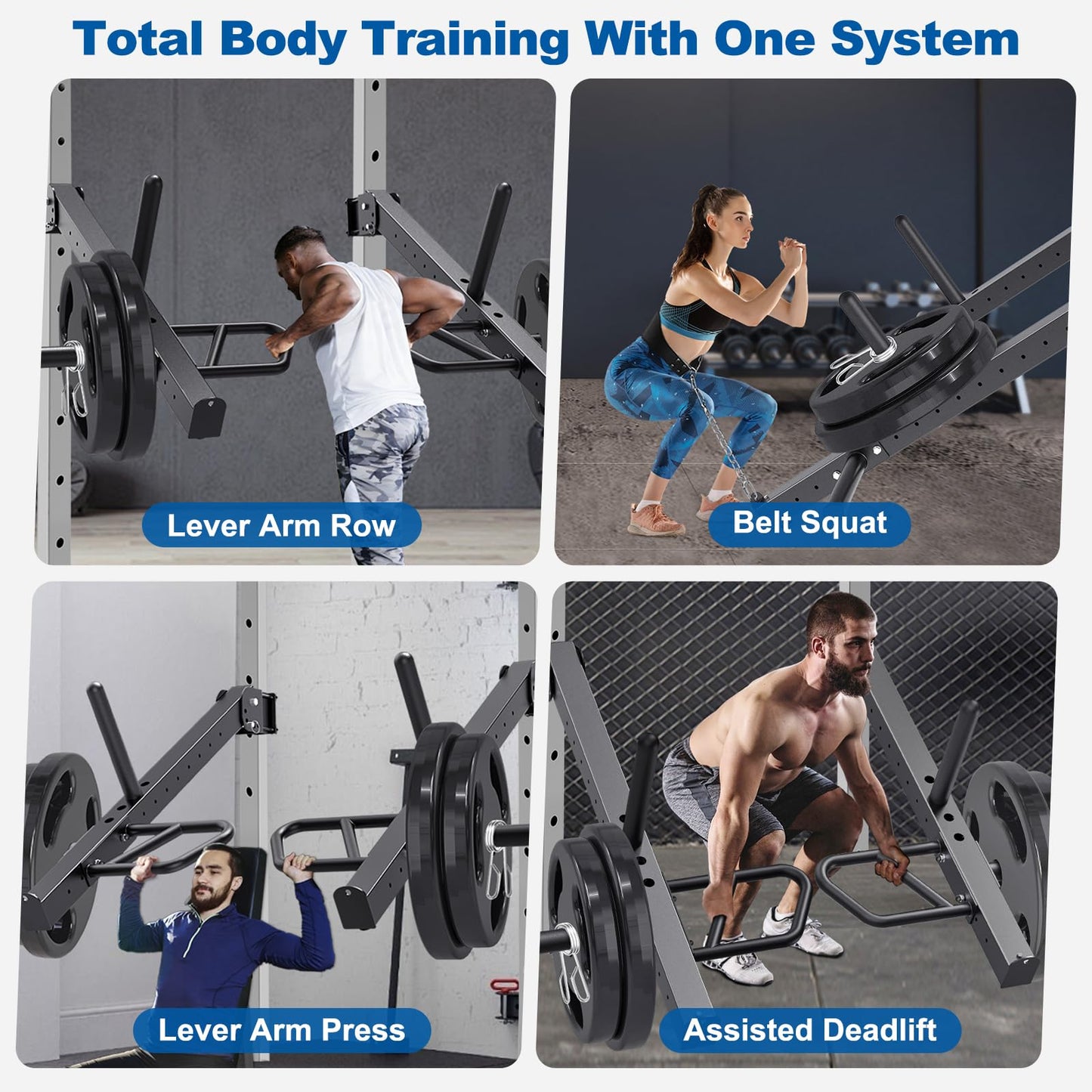 SELEWARE Upgraded Heavy Duty Adjustable Lever Arms for 2x2 Power Racks with 5/8" or 1" Holes, Multi-Grip Jammer Arms, 600lbs Capacity Per Arm, Squat Rack Attachments for Home Gym Strength Training
