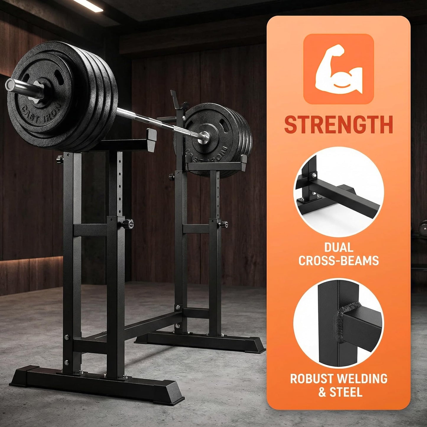 BARWING 49IN Adjustable Squat Rack Stand,770LBS Barbell Rack For Bench Press,Weight Bench Rack,Muti-functional Barbell Stand For Bench Press,Weight Lifting Easy to Assemble