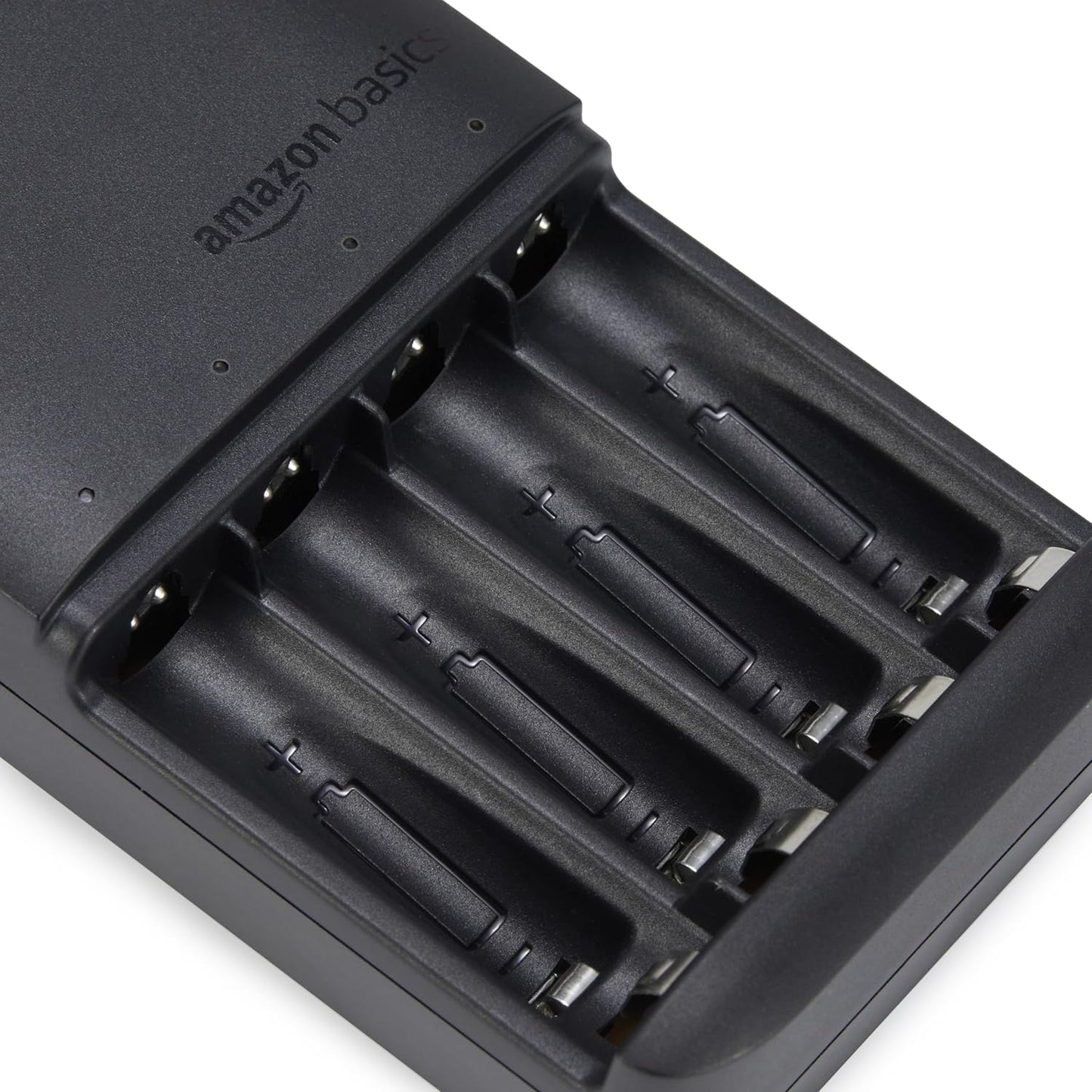Amazon Basics 4-Bay, Smart Battery Charger for Rechargeable AA and AAA NiMh Batteries, Fast Charging with LED