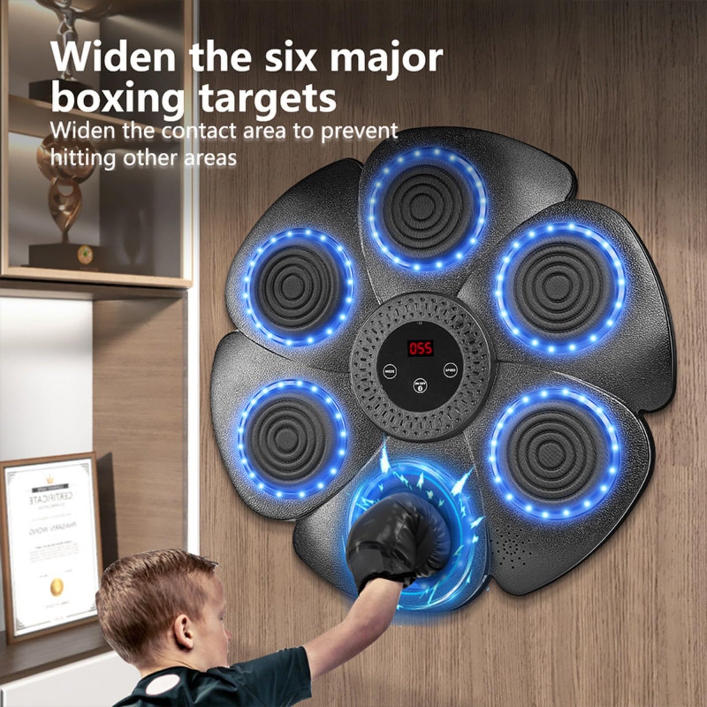 Workout Smart Bluetooth Music Boxing Machine Wall Mounted Interactive Punching Pad with Boxing Gloves Reaction Speed Training Improve Hand Eye Coordination Fun Fitness Wholesale for Adults and Child