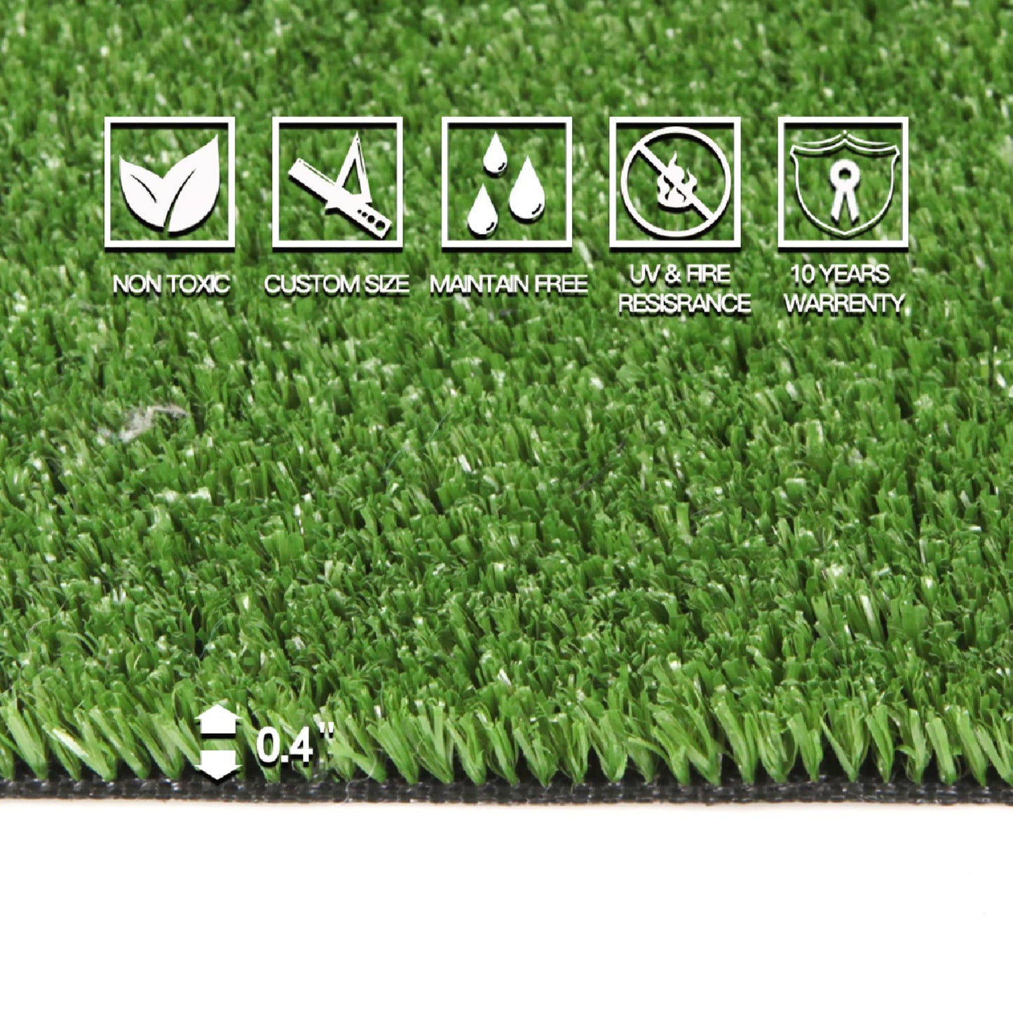 GRASS EXPRESS Artificial Grass Turf, 10ft x 10ft 0.4" Pile Height, Indoor Outdoor Fake Astroturf Rug Carpet Mat for Balcony Decor Backyard Patio Backdrop Fence Wall Decorations Dogs