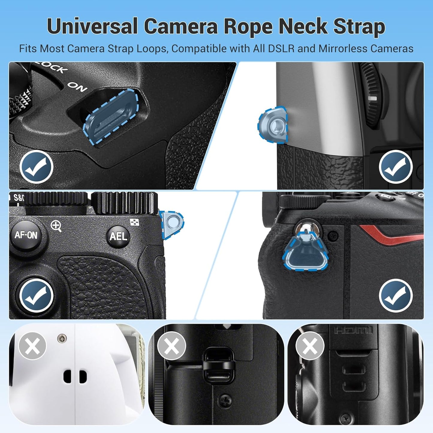 115cm ZV-E10 A7V A7IV A6400 A6700 XT4 XT3 XT20 XE4 5D 6D R7 R8 D3400 JJC Braided Rope Camera Strap, Soft Neck Shoulder