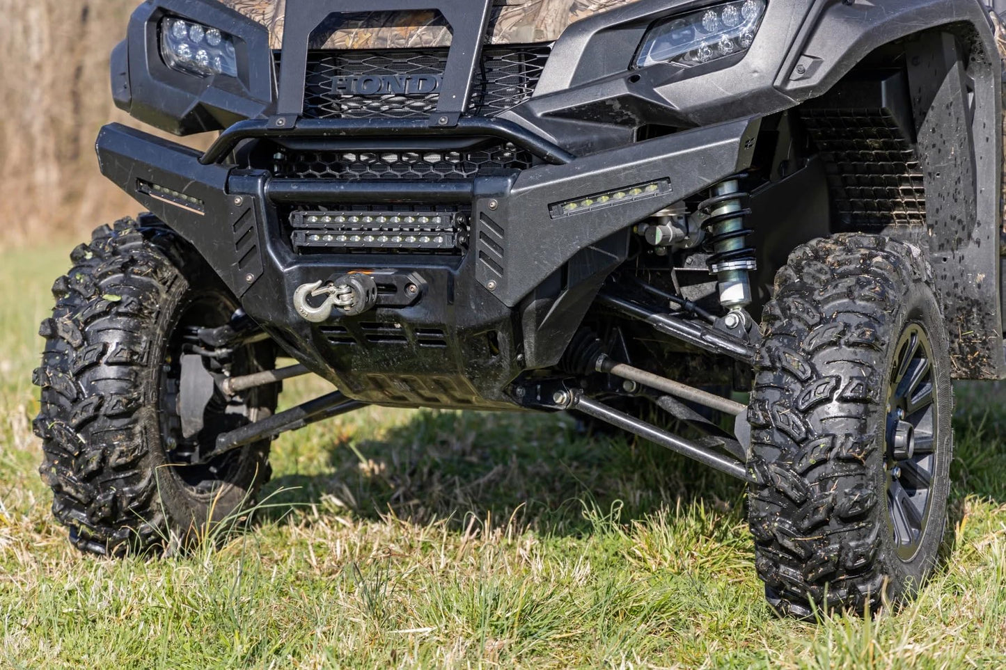 Rough Country Winch Mount with RS6500S Winch for Honda Pioneer 1000/1000-5 - Bolt-on Mounting Plate with 6500 LB Synthetic Rope Winch