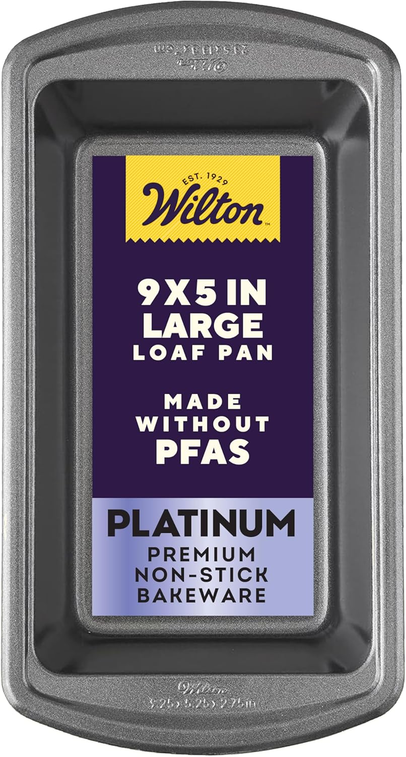 Wilton Platinum Non-Stick Loaf Pan - 9 x 5 Inch Stainless Steel Bakeware, PFAS-Free Design