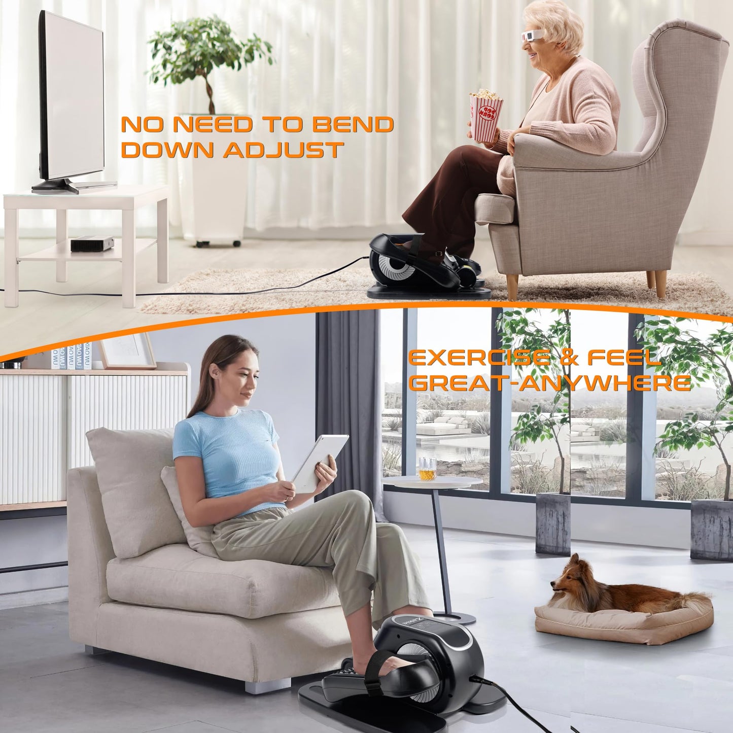 Zakle Under Desk Elliptical Machine, Electric Elliptical Training Machine for Seniors w/Remote Control, 12 Speed Levels, Manual & Auto Mode, Quiet Seated Pedal Exerciser for Home Office (Black)