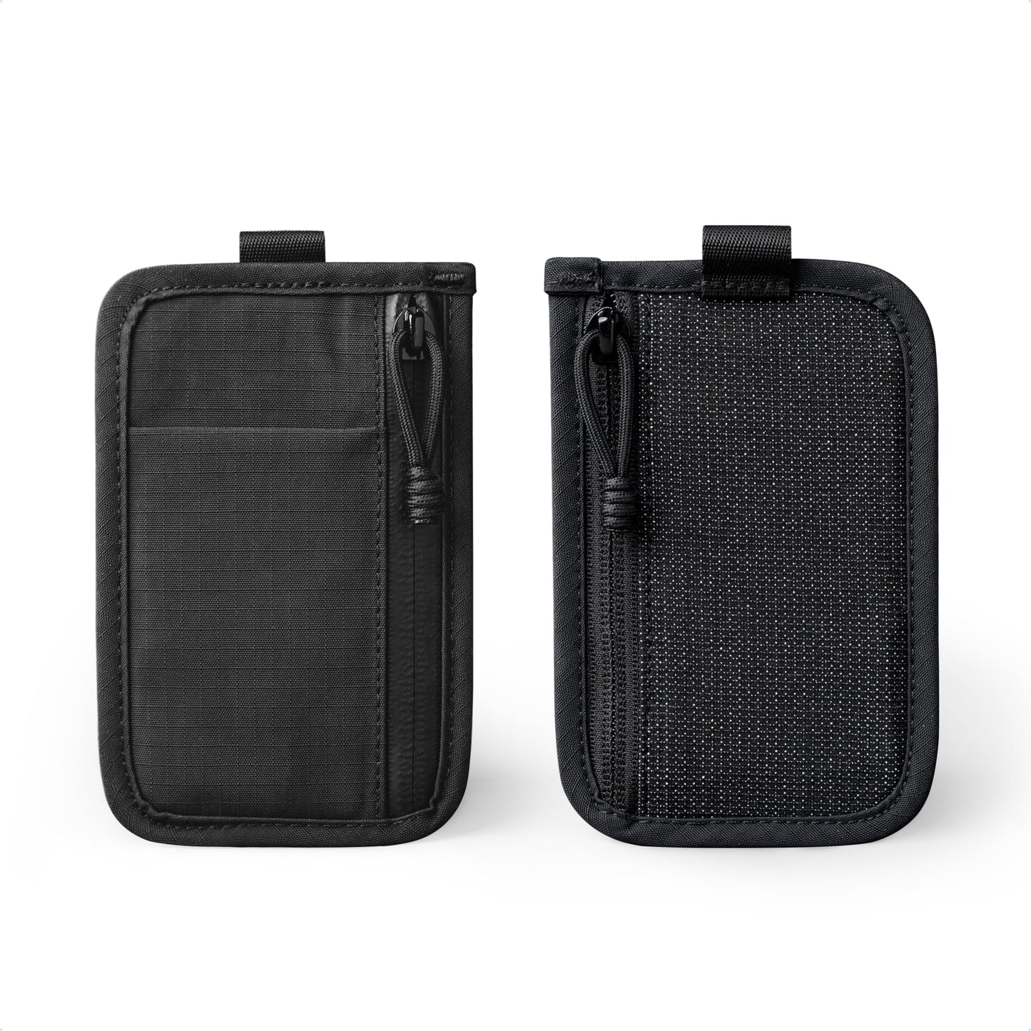 ALPAKA Stash Pouch, Slim EDC Pouch & Pocket Organizer for Everyday Carry, Mens Small Wallet with Dual YKK Zip Compartments, Card Slot & HUB Webbing Loop, Black Axoflux 210D