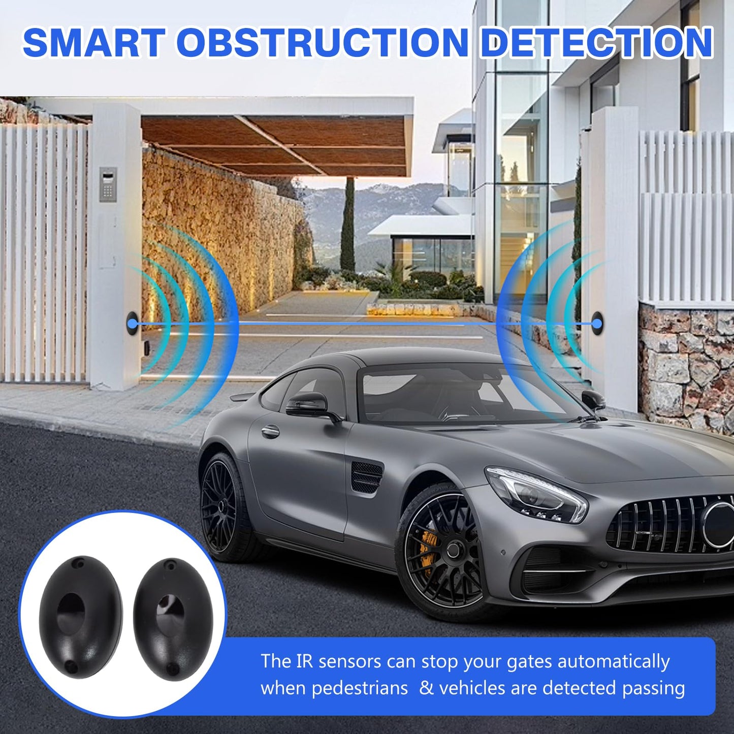 4400lb Automatic Sliding Gate Opener APP Control with 4 Remotes,750W Electric Sliding Gate Opener Automatic Motor Remote Kit with Wireless Keyboard for Sliding Gate Opener Up to 40ft