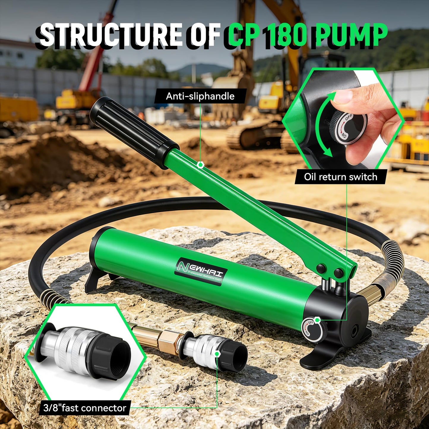 10 Ton Porta Power Ram Kit for Confined Spaces Mini Hydraulic Cylinder 0.39" Stroke with CP-180 Hand Pump Portable Hydraulic Jack for Precise Lifting in Tight Gaps Equipment Repair