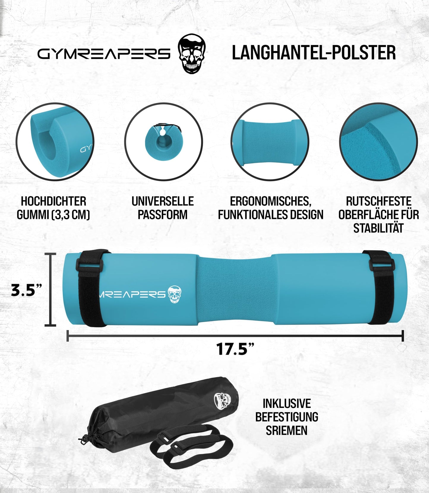 Gymreapers Barbell Squat Pad - Protective Bridge Pad for Hip Thrust, Squats, Lunges - Hip Support, Neck Protection for Bar (Cyan)