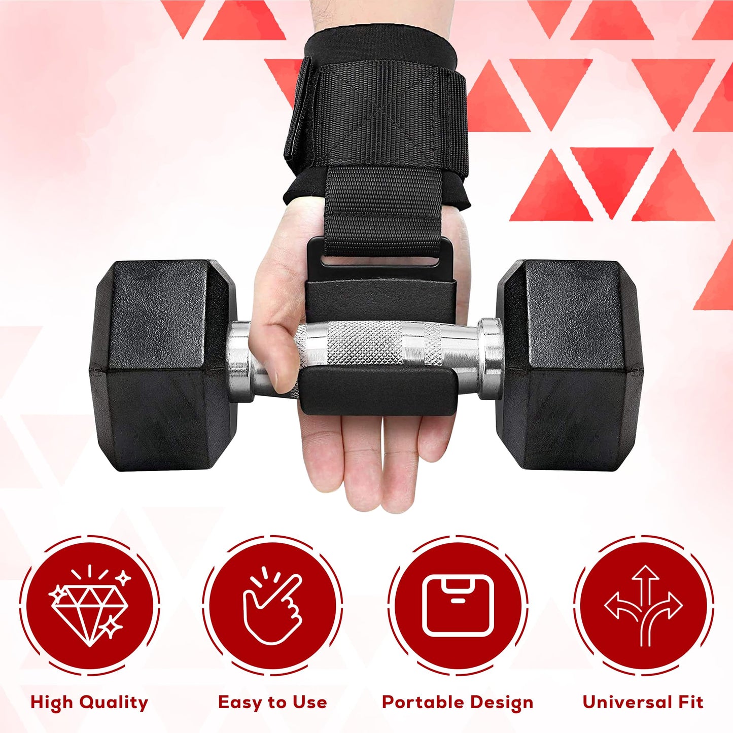 Weight Lifting Hooks (Pair) with Padded Wrist Straps – Heavy Duty Steel Grip Support for Deadlifts, Powerlifting, Bodybuilding & Pull-Ups – Gym Training Hooks for Men & Women