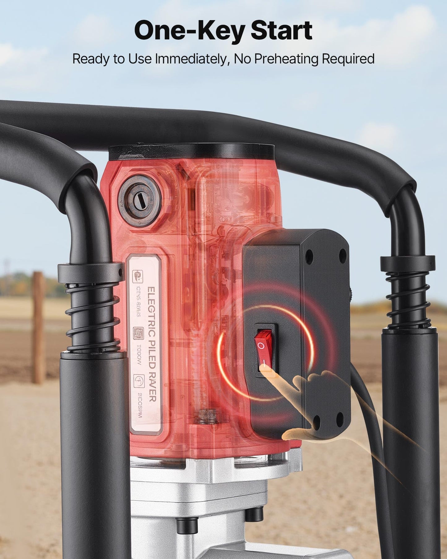 VEVOR Electric T Post Driver, 2200W Handheld Powerful Post Pounder, with 2.17 in/55mm, 2.76 in/70mm Sleeves, for Fence, Metal Fencing, Farm, Garden, Construction, Landscaping Projects