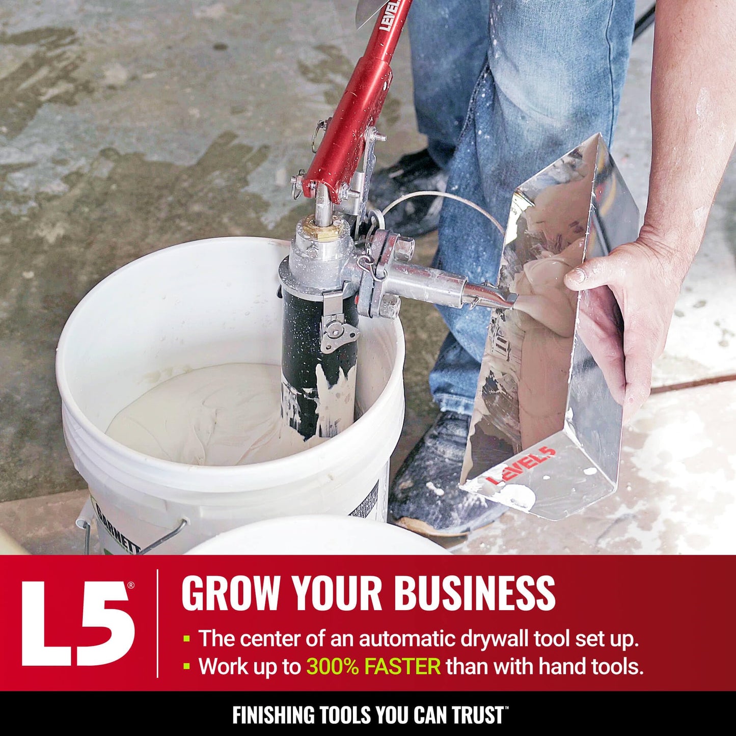 LEVEL5 Drywall Compound Pump | Fill Flat Boxes & Tapers (Gooseneck Sold Separately) | Professional Grade Equipment | Free Box Filler Valve | Drywall Sheetrock Gyprock | 4-771