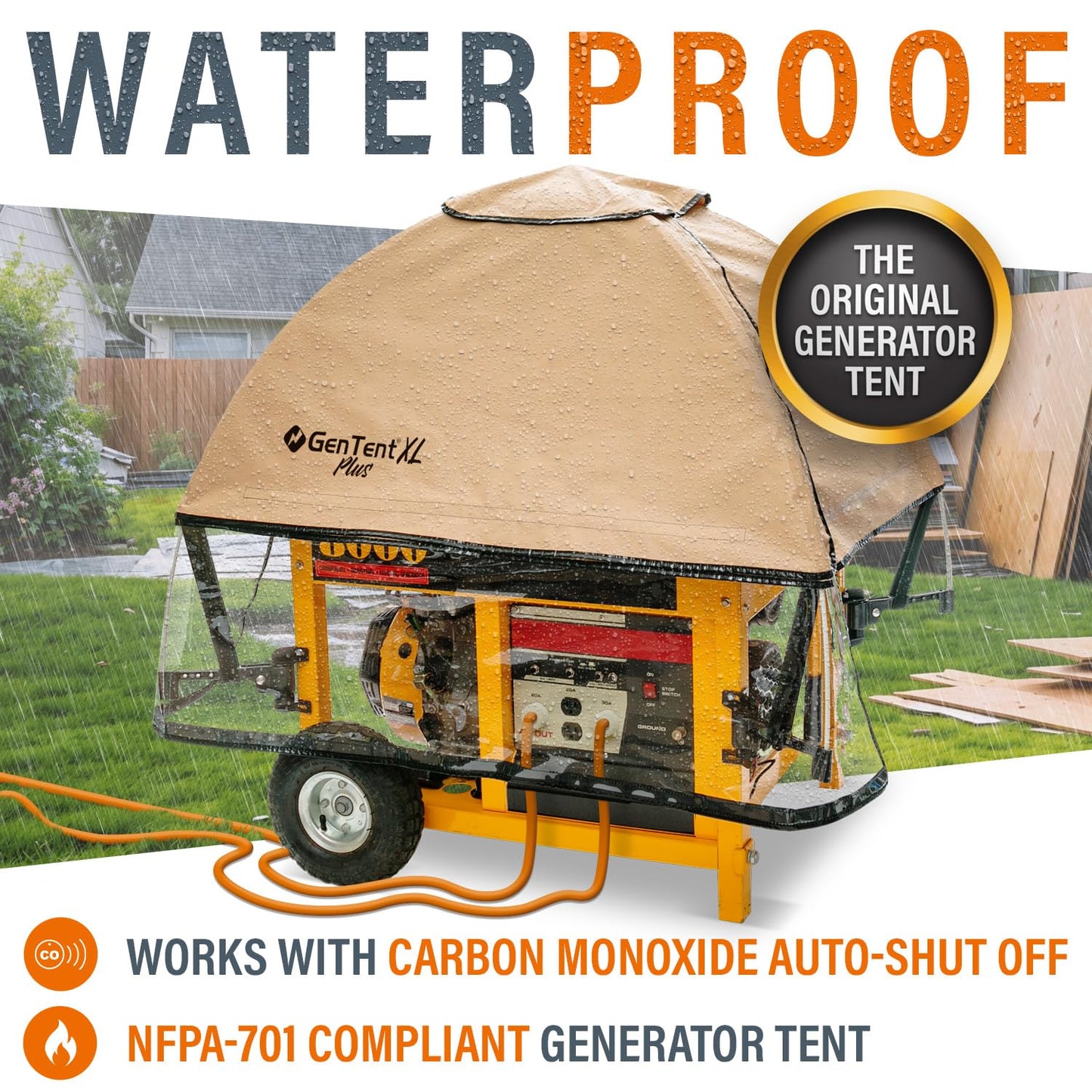 GenTent XL Open Frame Running Cover - Universal Adapter Kit Generator for Larger Generators Tent (Beige, XL - Plus)