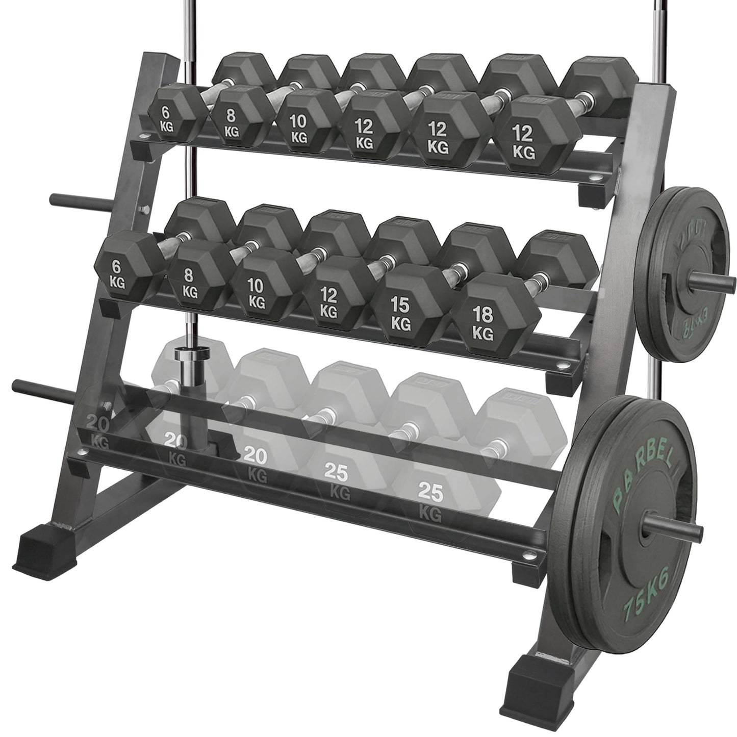 VIODEX 3 Tier Multifunctional Dumbbells Weights Barbells Rack, 1100 lbs Weight Capacity (Rack Only)