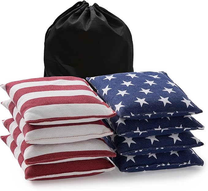Cornhole Bags Set of 8 Regulation Corn Hole Bean Bags for Cornhole Game, Professional Weather Resistant Corn Hole Bags with Tote Bag