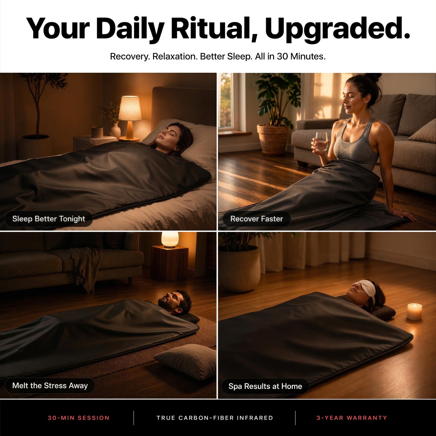REVIIV Portable Infrared Sauna Blanket for Home — True Carbon-Fiber Far Infrared, Low EMF, Insert Towel & Sauna Bag Included, | Full Body Detox, Muscle Recovery & Relaxation | 85–185°F