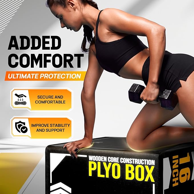 Yes4All 3-in-1 Soft-Padded Plyo Box With Wooden Core, Non-Slip Multi-Use Cushioned Plyometric Jump Box with Vinyl Cover for Jumping, Conditioning, Strength Training