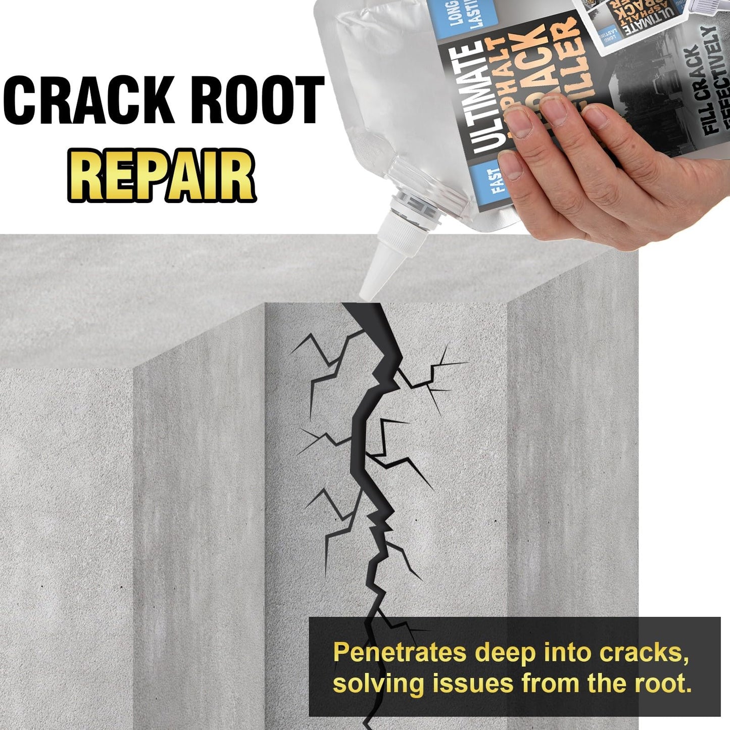 Asphalt Crack Filler, 17.6 Floz High Elasticity Asphalt Driveway Crack Filler, Self Leveling Blacktop Sealant for Filling in Cracks on Driveway and Road, Blacktop Concrete Joint Filler