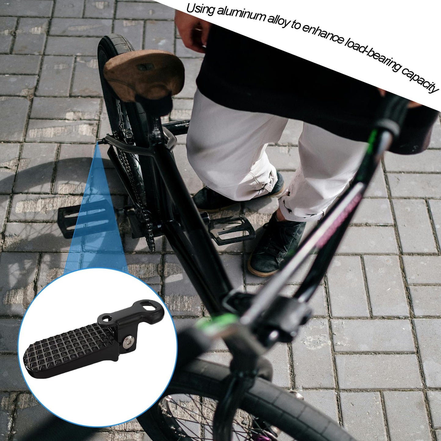 LIFTATAPA 1 Pair Bike Rear Pedals, Aluminium Alloy Bike Pegs, Mini Folding Bicycle Foot Pegs, Non-Slip Rear Seat Footrest Pedals for Mountain Bike E-Bike (Black)