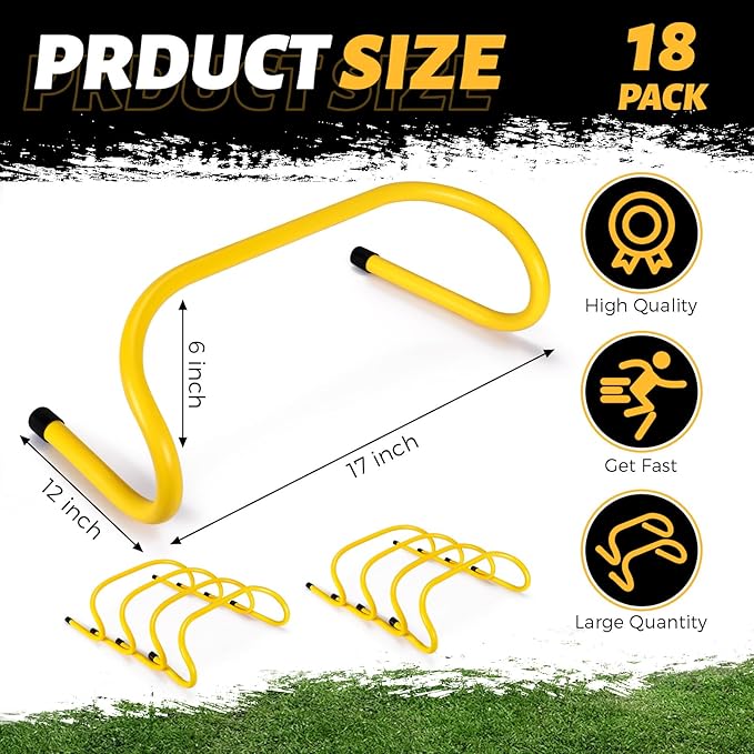 Wettarn 18 Pcs 6" Speed Training Hurdles Durable Agility Training Hurdle Agility Plyometric and All Purpose Equipment for Athletes, Soccer, Basketball