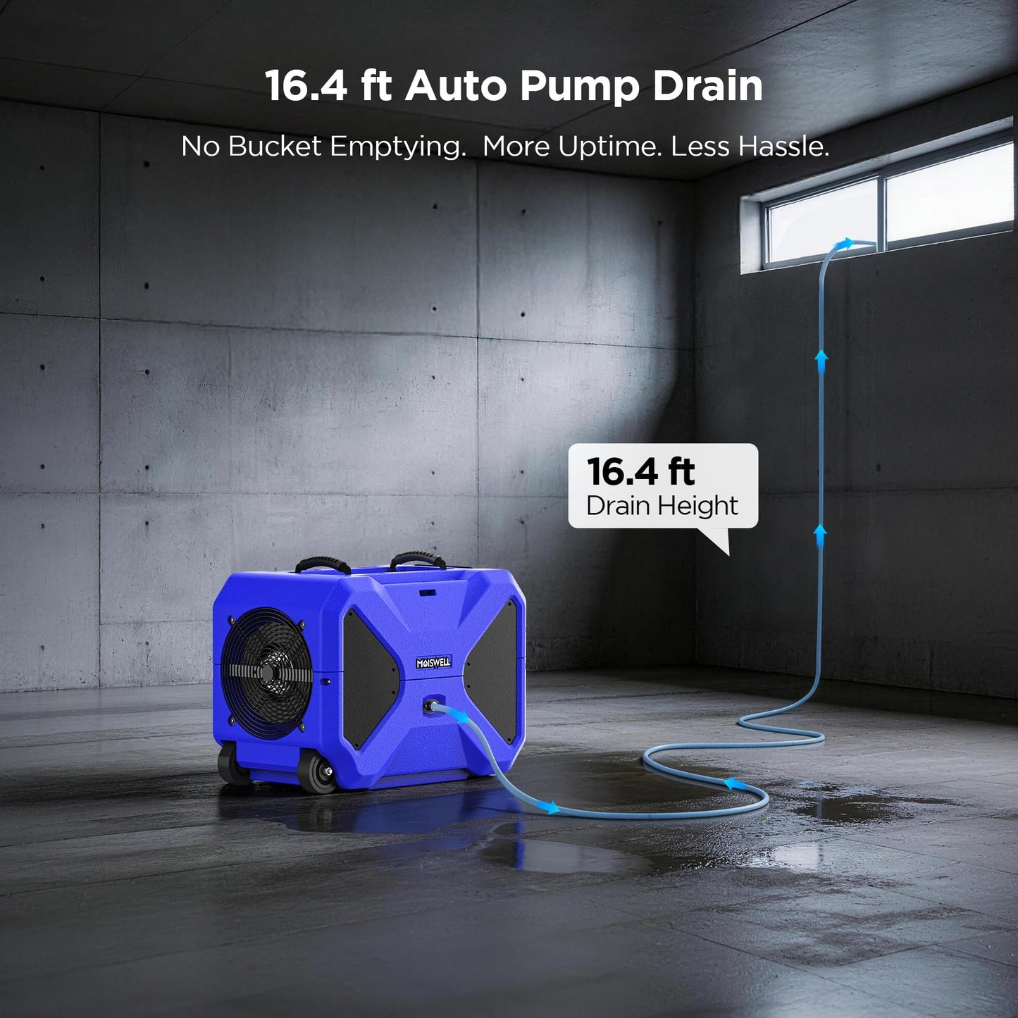 190 Pints LGR Commercial Dehumidifier with Pump, Stackable Industrial Dehumidifiers for Water Damage Restoration Auto Defrost Heavy Duty Rotomolded Dehumidifier Portable for Crawl Space Basement