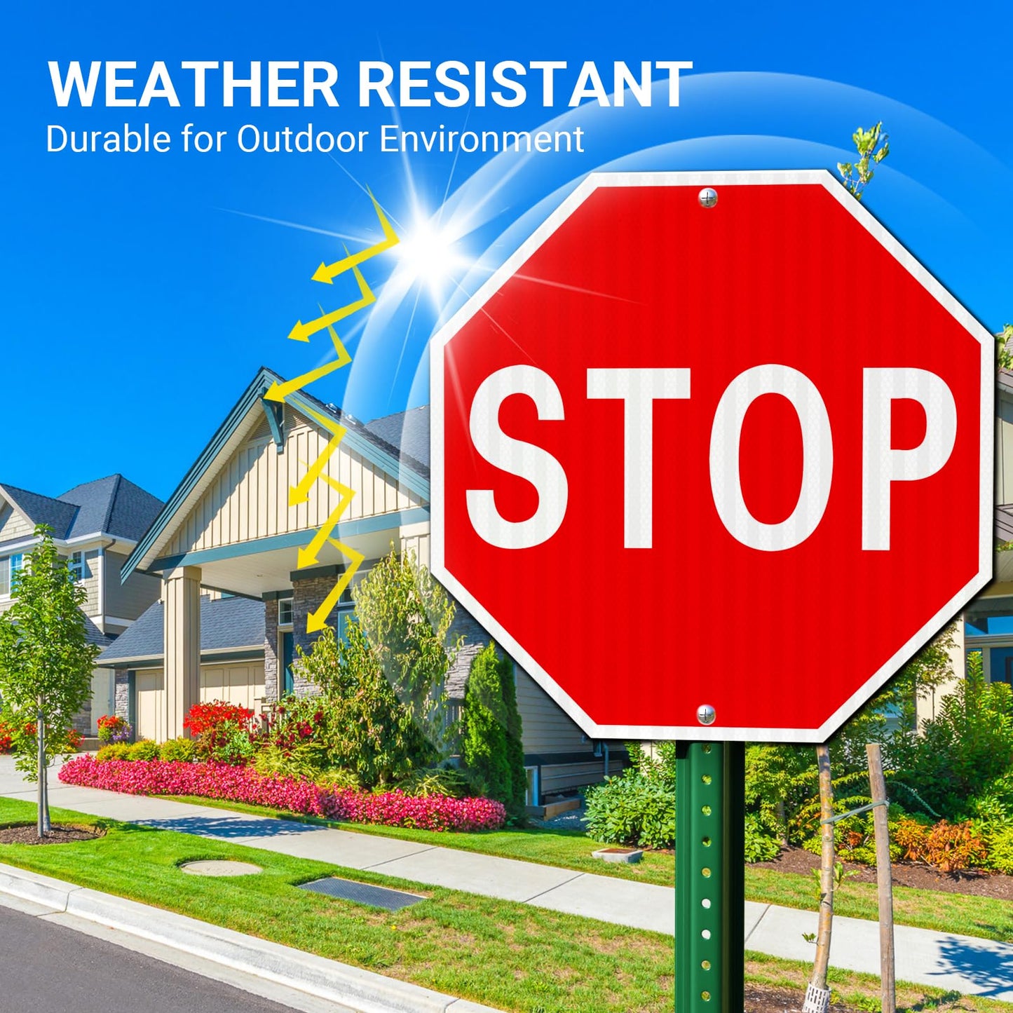Large Stop Sign, 3 Pack 30 x 30 Inches High Intensity Prismatic Aluminum 80 MIL Stop Signs- Honeycomb Reflective Street Road Sign, UV Protected and Weather Resistant, 2 Pre-drilled Holes- Easy to Install