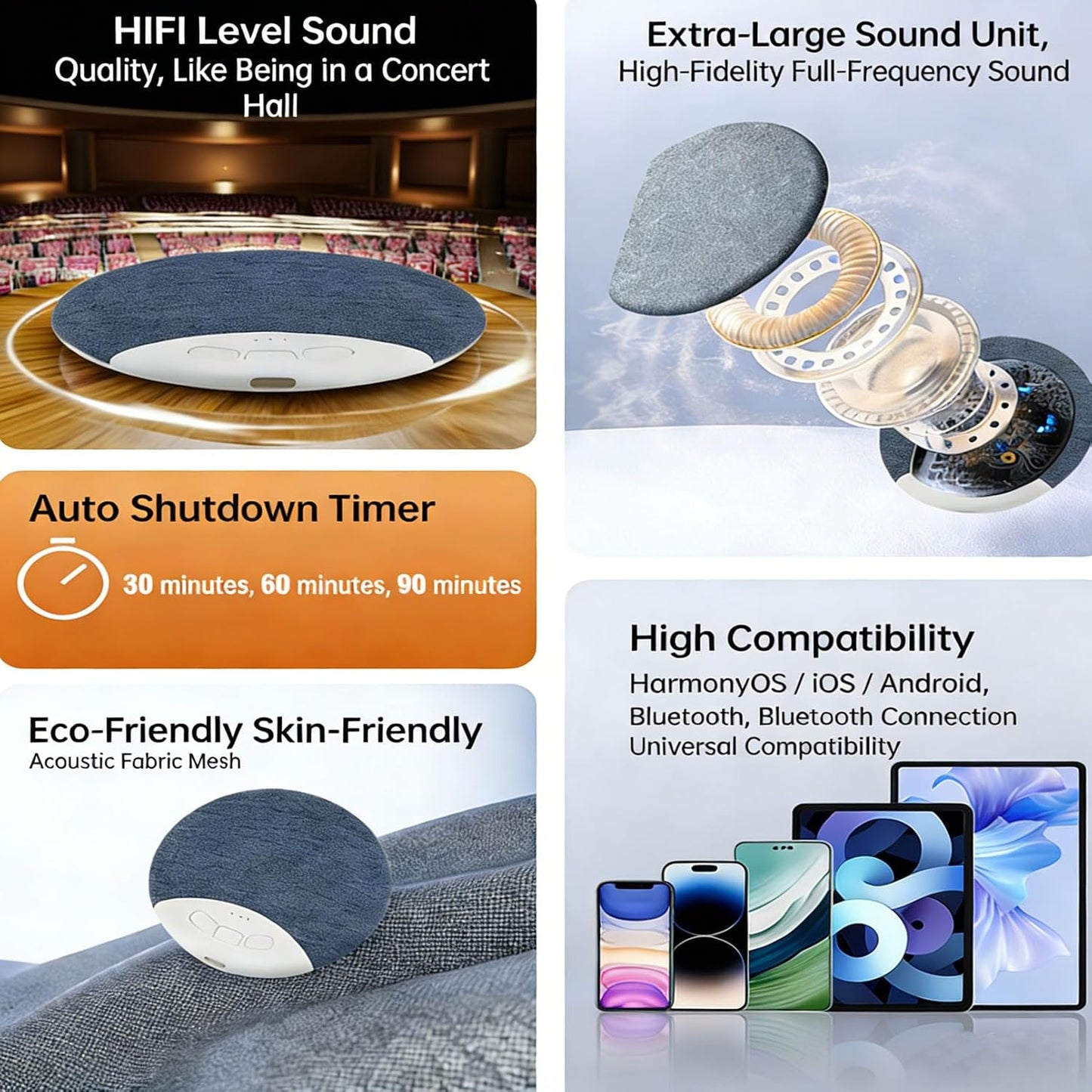 (1Pcs-A) Upgraded Sleep Pillow Speaker, Ultra-Thin Under Pillow Speaker for Men Women, Ultra Thin Pillow Speakers