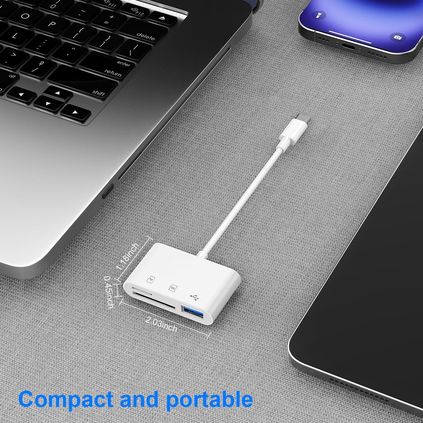 YGKSAA 1PCS 3-in-1 iPhone15 16 17, USB C to SD Card Reader, SD/TF/USB Memory Card Reader, Compatible