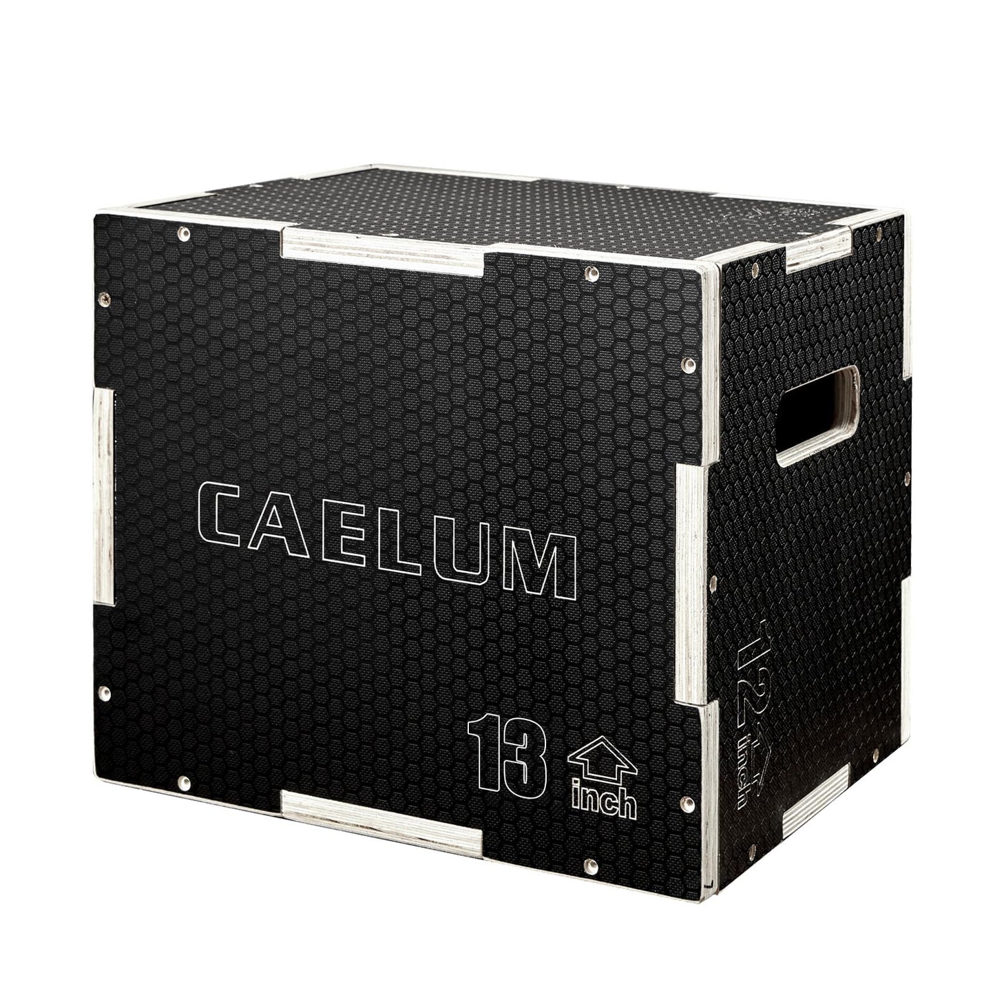 CAELUM 3-in-1 Wooden Plyo Box – Non-Slip Jump Box for Home & Gym, Heavy-Duty 400lbs Plyometric Box for Step-Ups, Squats, Strength & Agility Training 16" x 13" x 12"