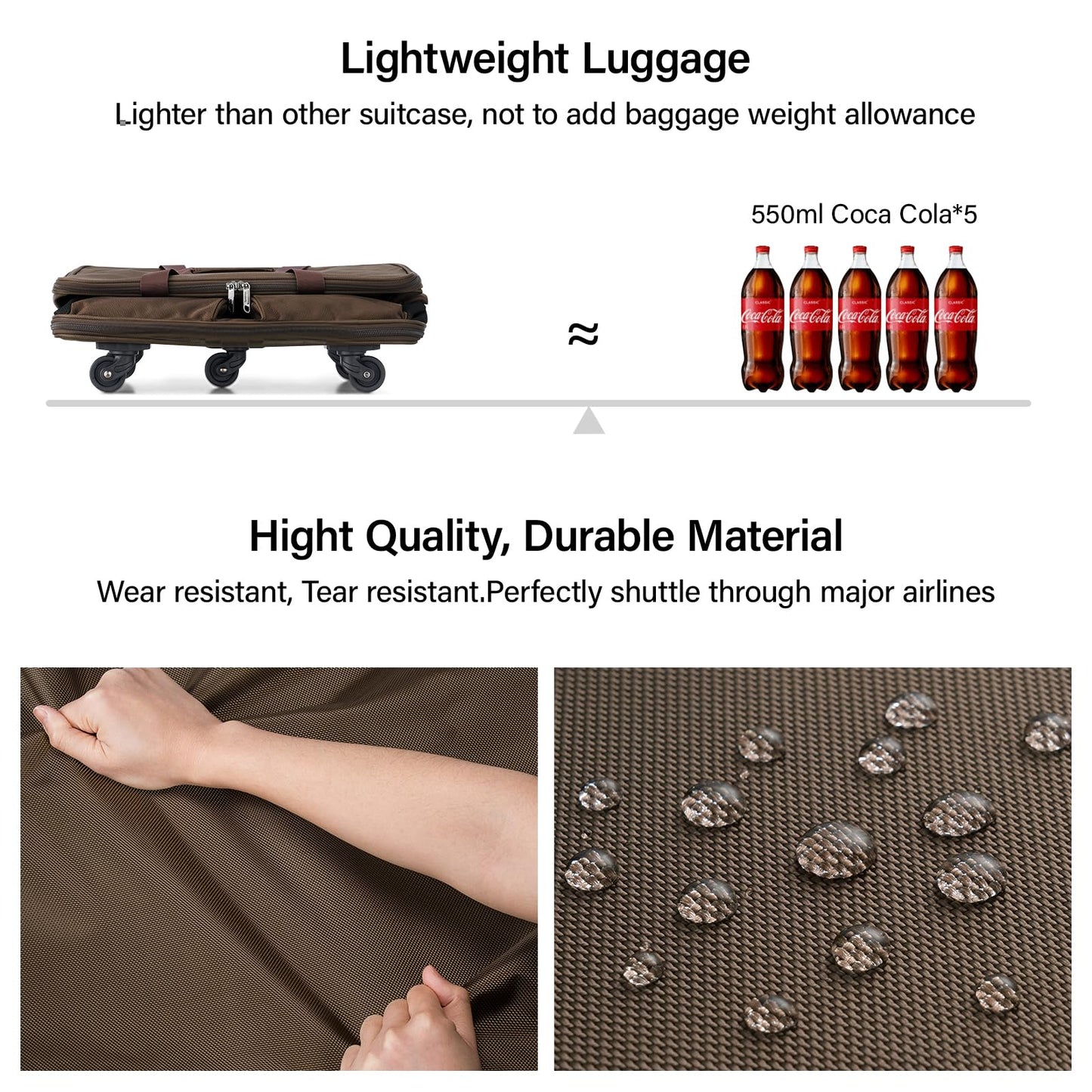 Hanke Expandable Collapsible Luggage with Wheels Suitcase, Rolling Travel Bag, Duffel Garment Tote Bag for Men Women, Lightweight Suitcase, Large Capacity Luggage with Spinner Wheel (Coffee)