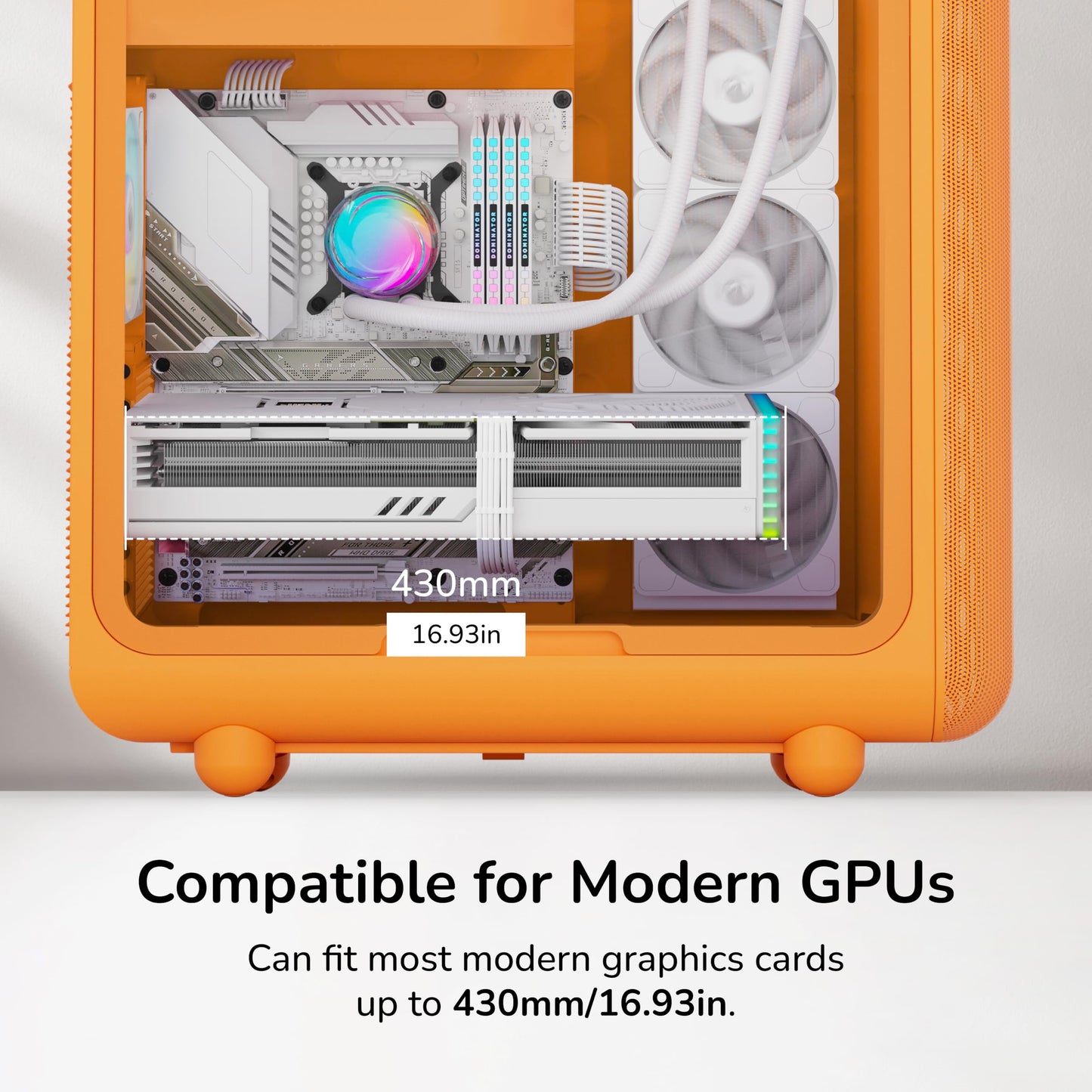 Hyte X50 - Modern Performance ATX Mid-Tower Gaming PC Case - Optimized High Airflow Chassis - 4mm Thick, Curved, Laminated Acoustic Glass - Micro Mesh Panels w Sturdy Stamped Steel - Astral Orange