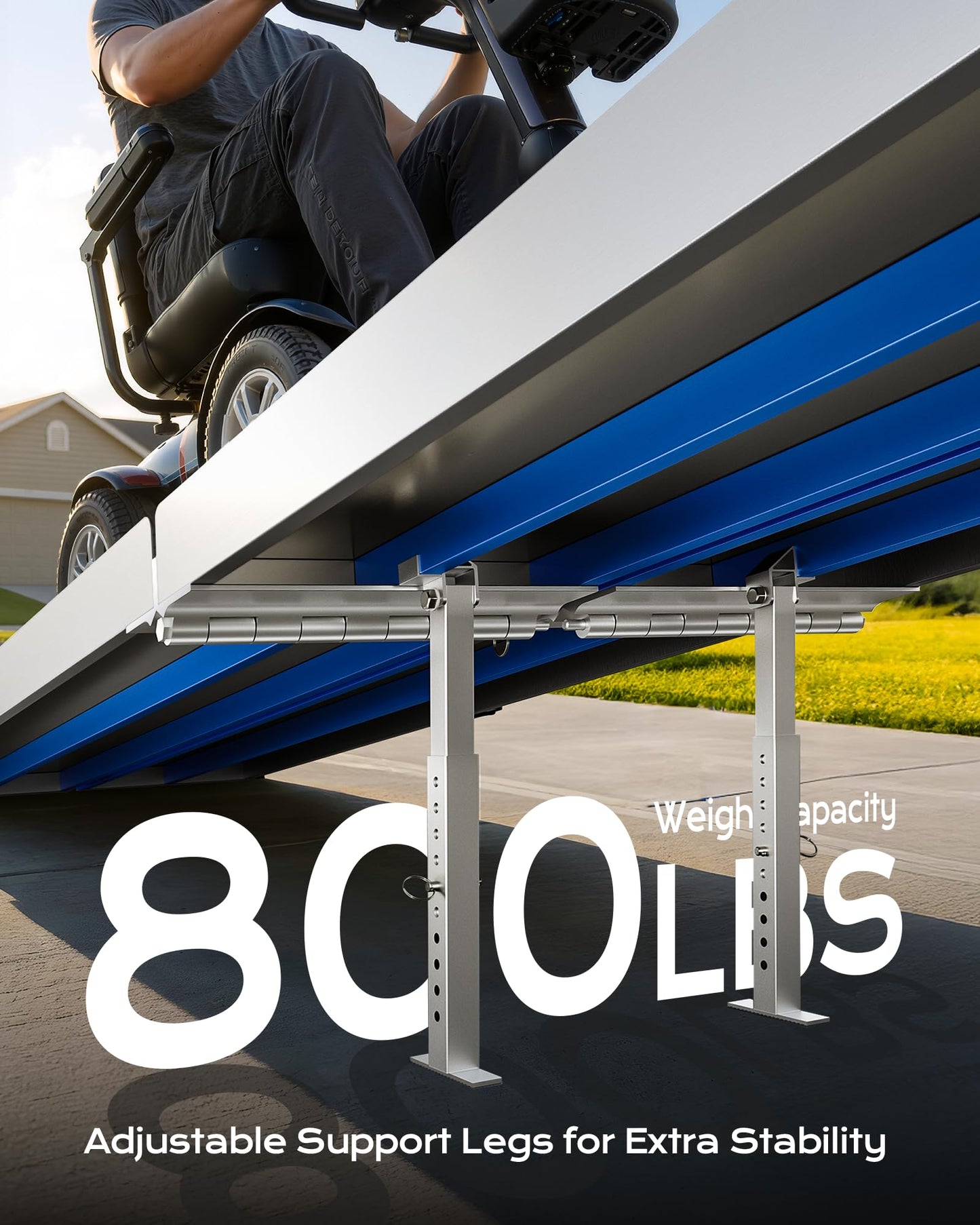 KOLOTOOL Wheelchair Ramp 12FT with Support Legs, Non-Skid Aluminum Ramps for Wheelchairs for Home Steps, 800 LBS Capacity Handicap Ramp for Doorway, Threshold,Front Porch, Entry, Stairs